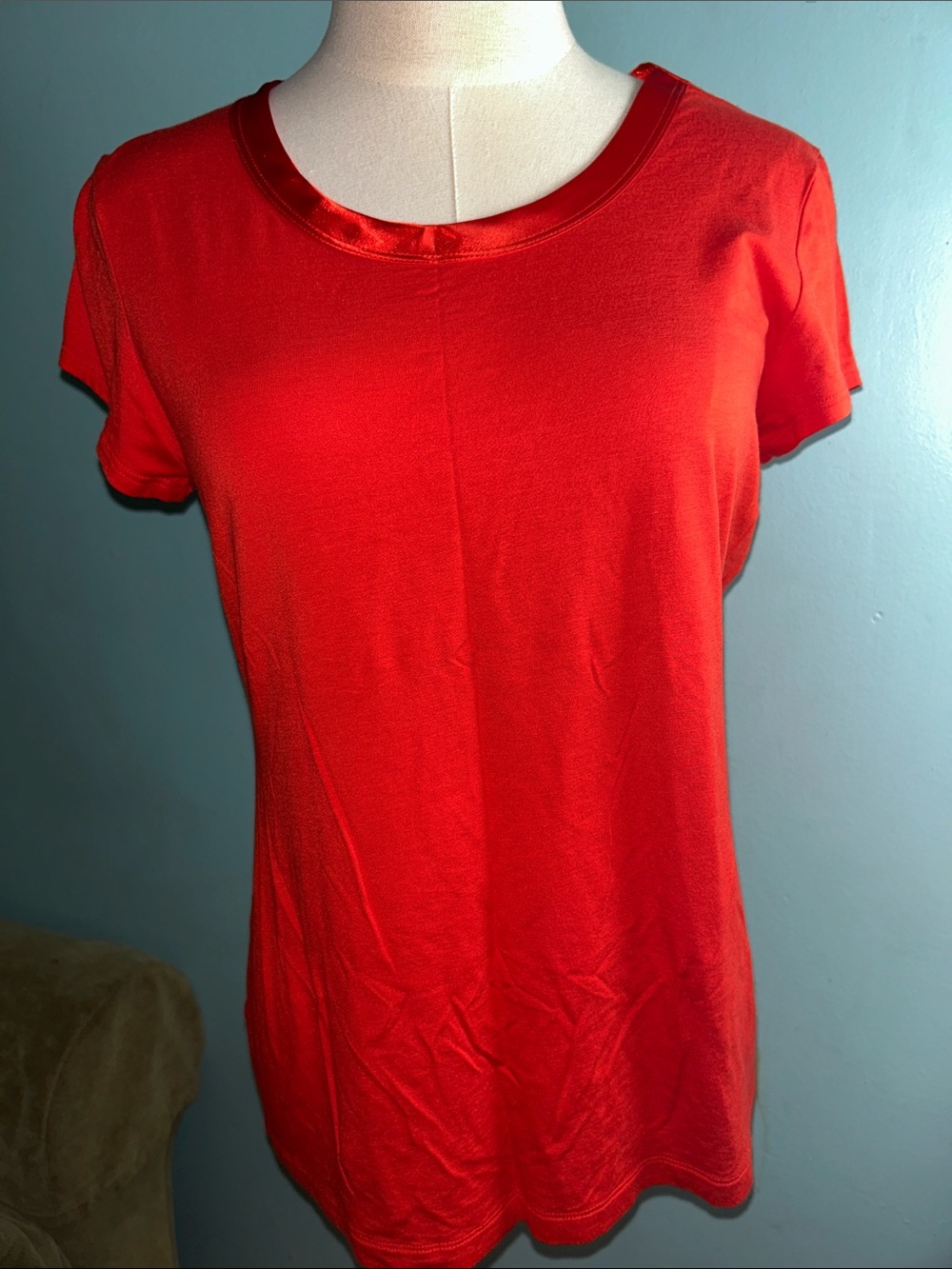 Banana Republic Bright Red Short-Sleeve Crewneck Top